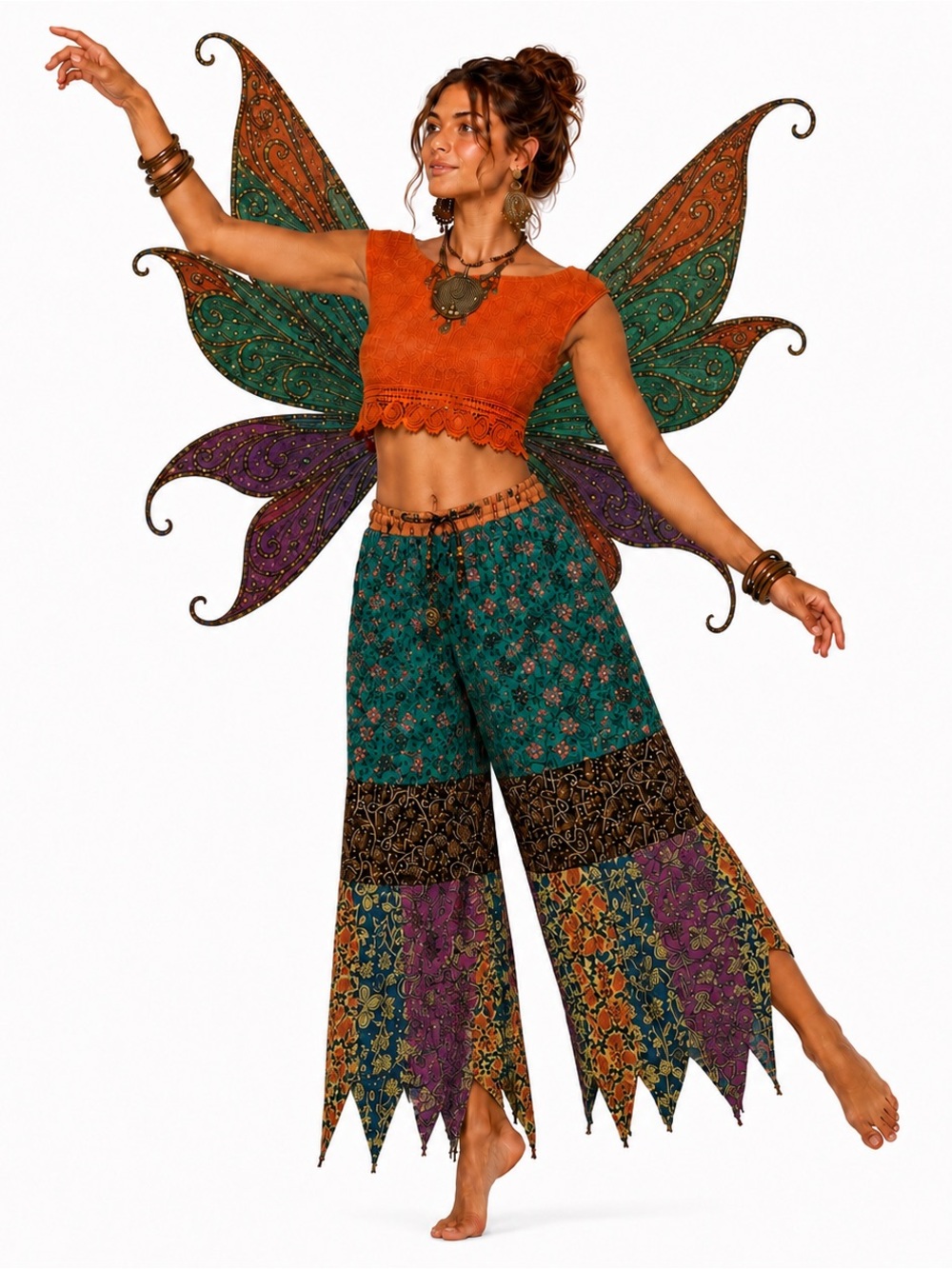Hippie Forever Handmade Patchwork Handkerchief Pants Women SZ OS Whimsical Fairy